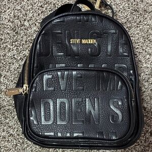 🌻 2/$20 Steve Madden Embossed Black Backpack with Gold Accents NWOT